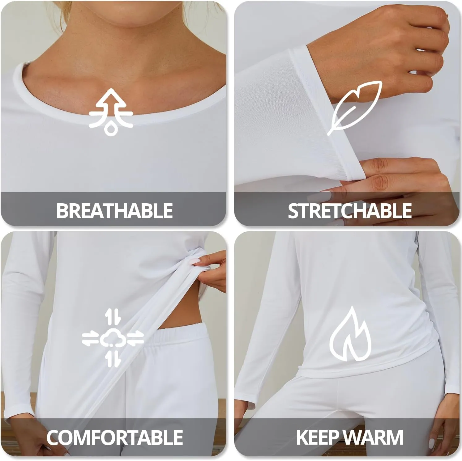 Women's Lightweight Spring Base Layer - Breathable Undershirt & Pants, Limited Sizes