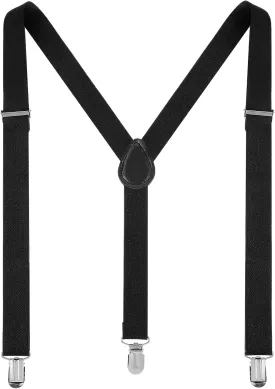 Y-Back Mens Suspenders, Heavy-Duty Suspenders Y Back, Wide Mens Suspenders Hooks, Suspenders for Men with 3 Strong Clips, Solid Color Mens Suspender, Adjustable Elastic Work Suspenders
