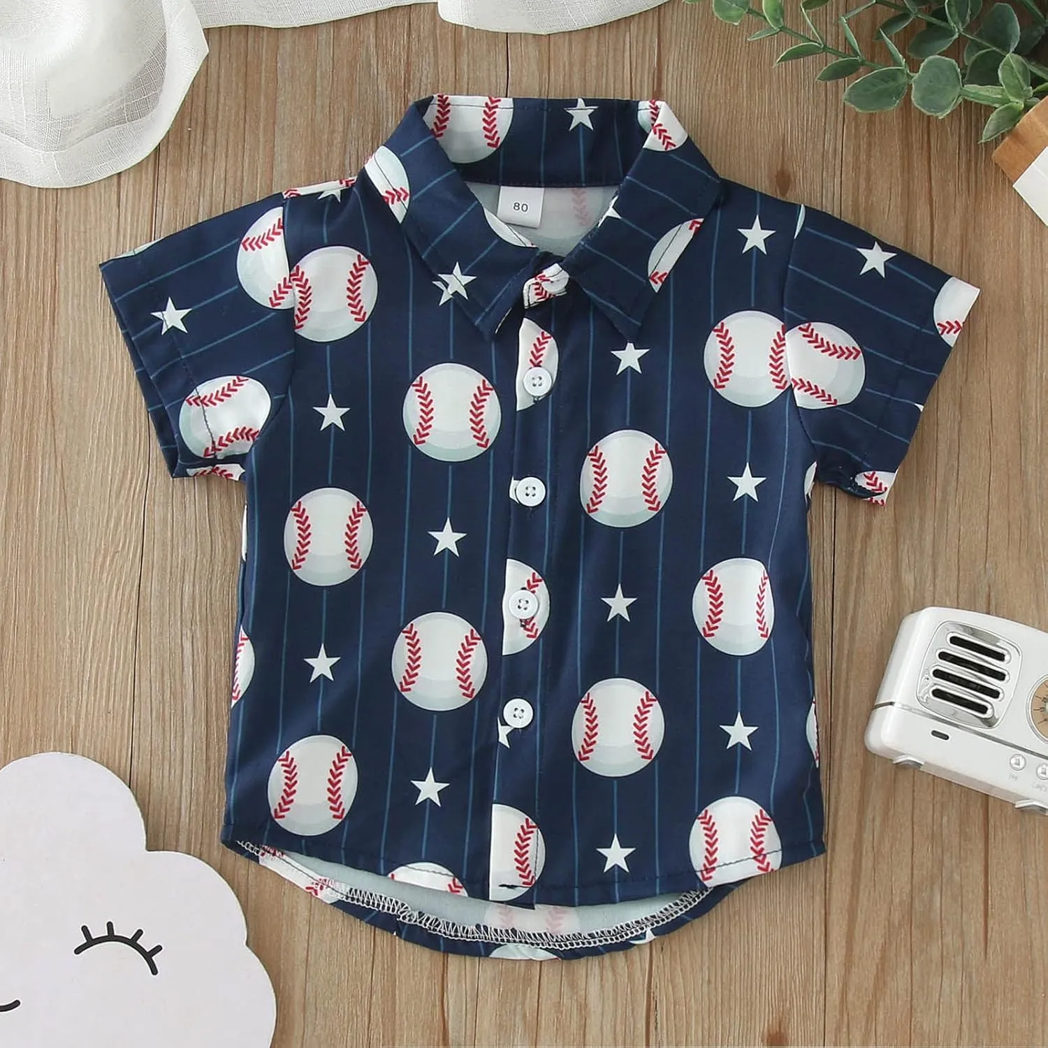 Youth Boys Baseball Prints Polo Tshirt Toddler Gentleman Tops Summer Outwear Child Cotton Sports Athletic Cute Blouse